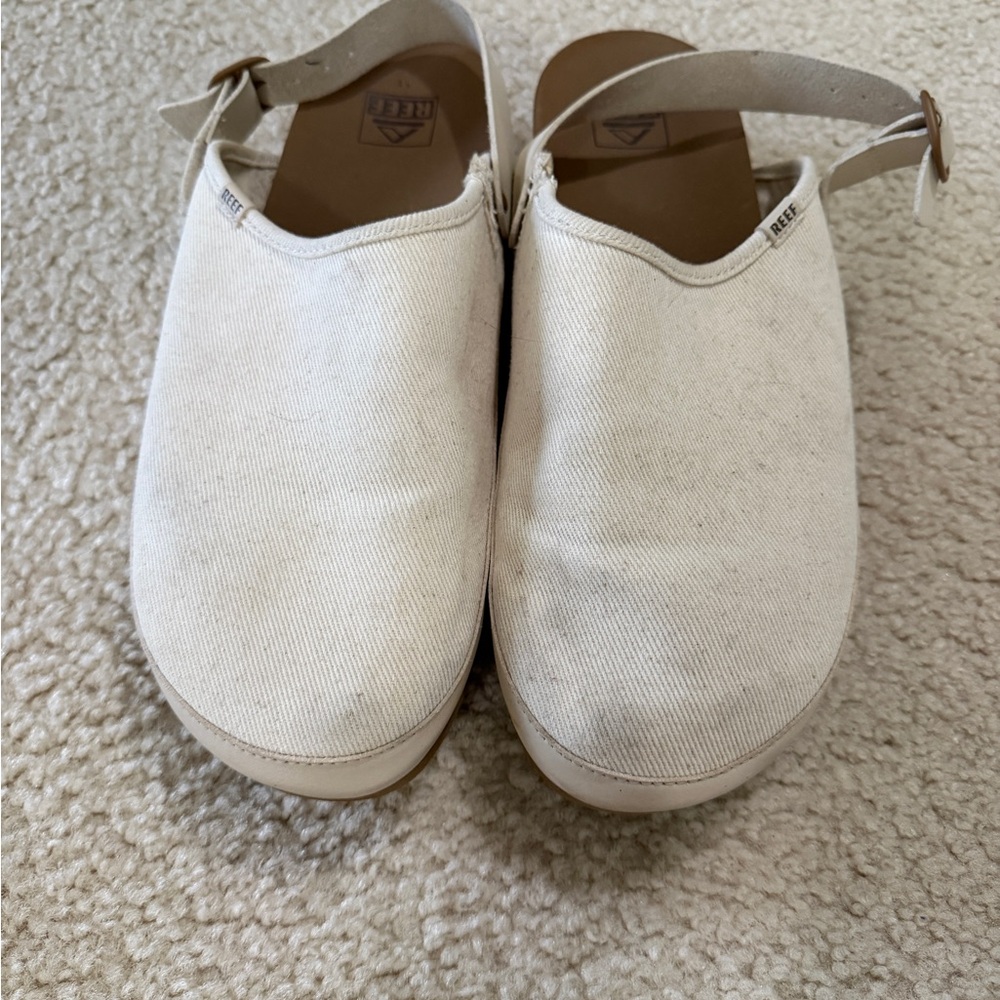 Reef Cream Canvas Slip-On Clogs with Back Strap